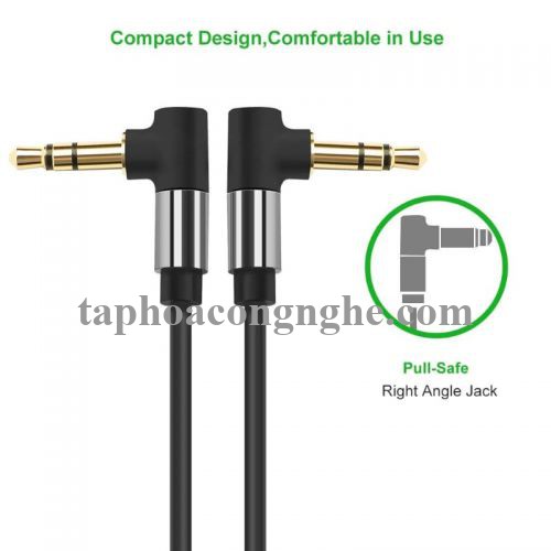 Ugreen 30560 3M màu Đen Cáp âm thanh 2 đầu 3.5mm dương 2 đầu vuông góc mạ vàng AV139 30030560